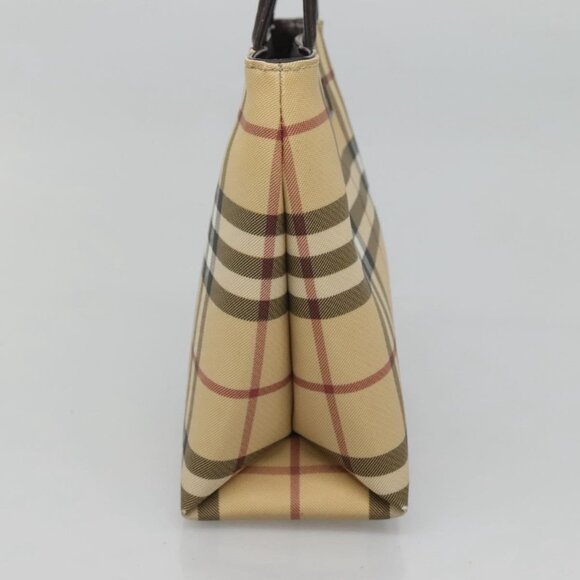 BURBERRY Nova Check Hand Bag PVC Beige Silver Auth BA1232 - Picture 5 of 16